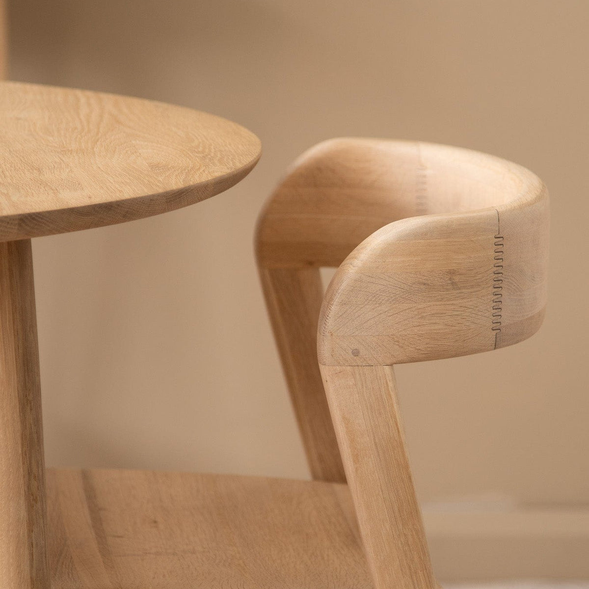 Wooden chair and table.
