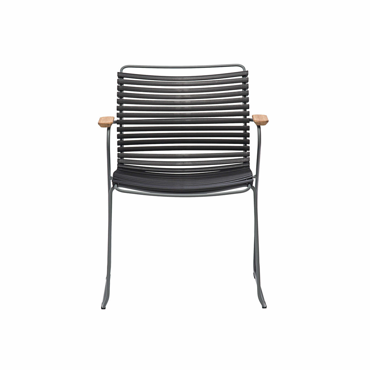 Black outdoor chair with wood armrests, 2018 collection