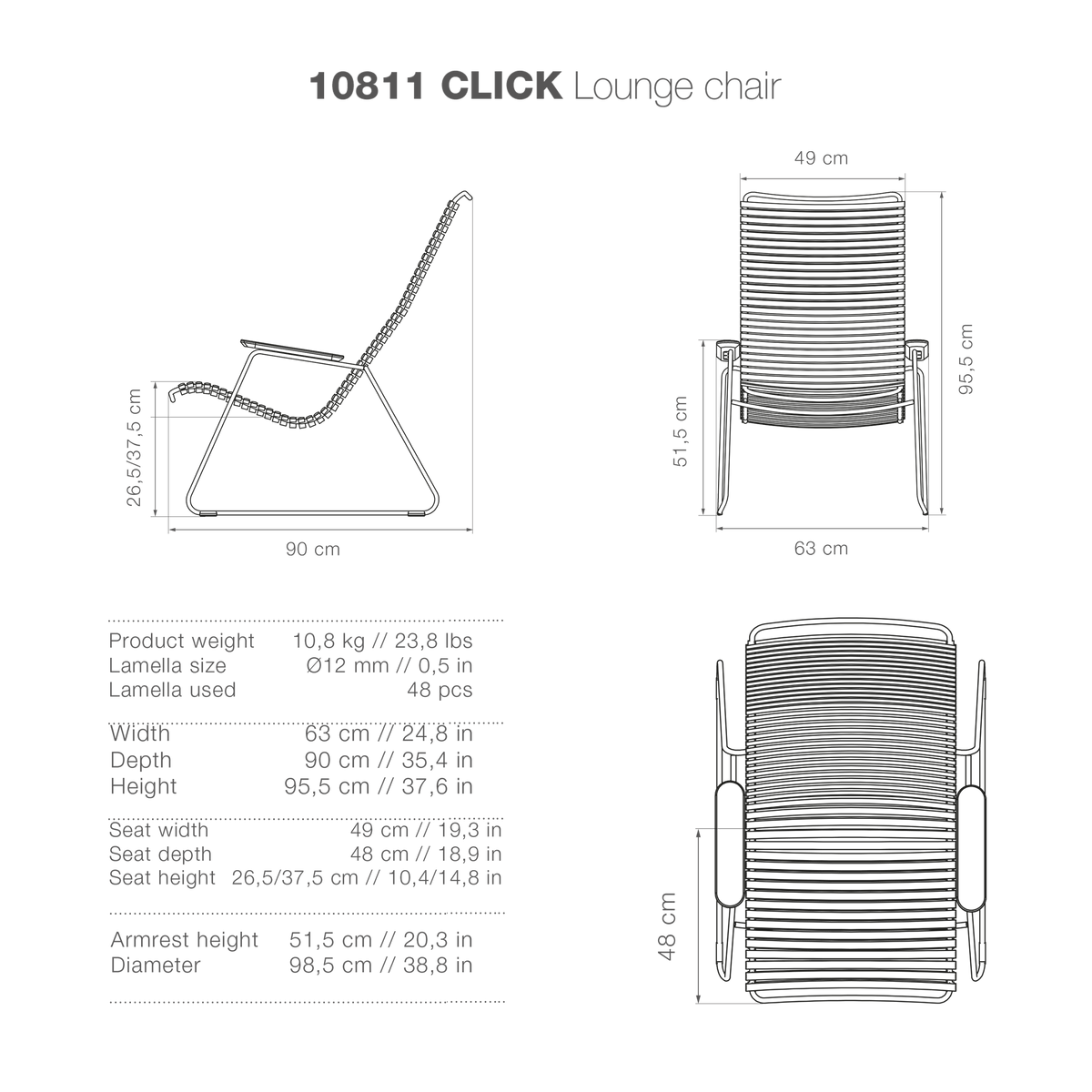 CLICK Loungechair Diagram - High-Resolution