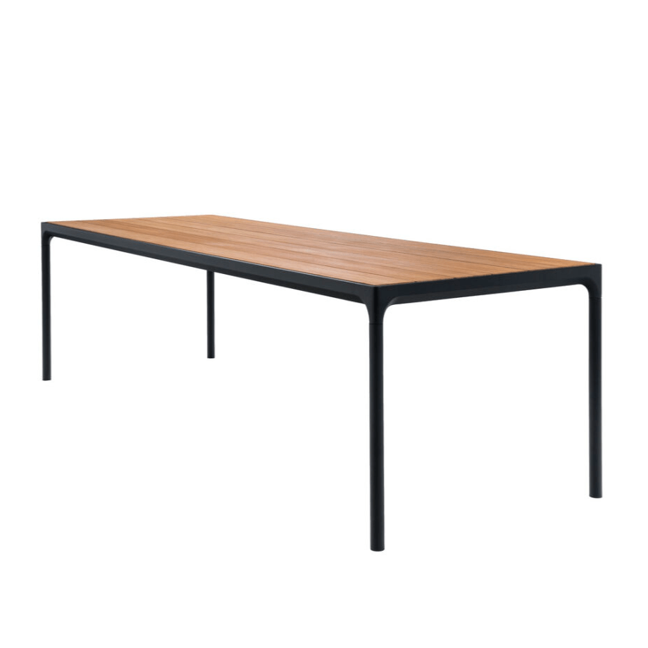Modern wood and black metal outdoor table