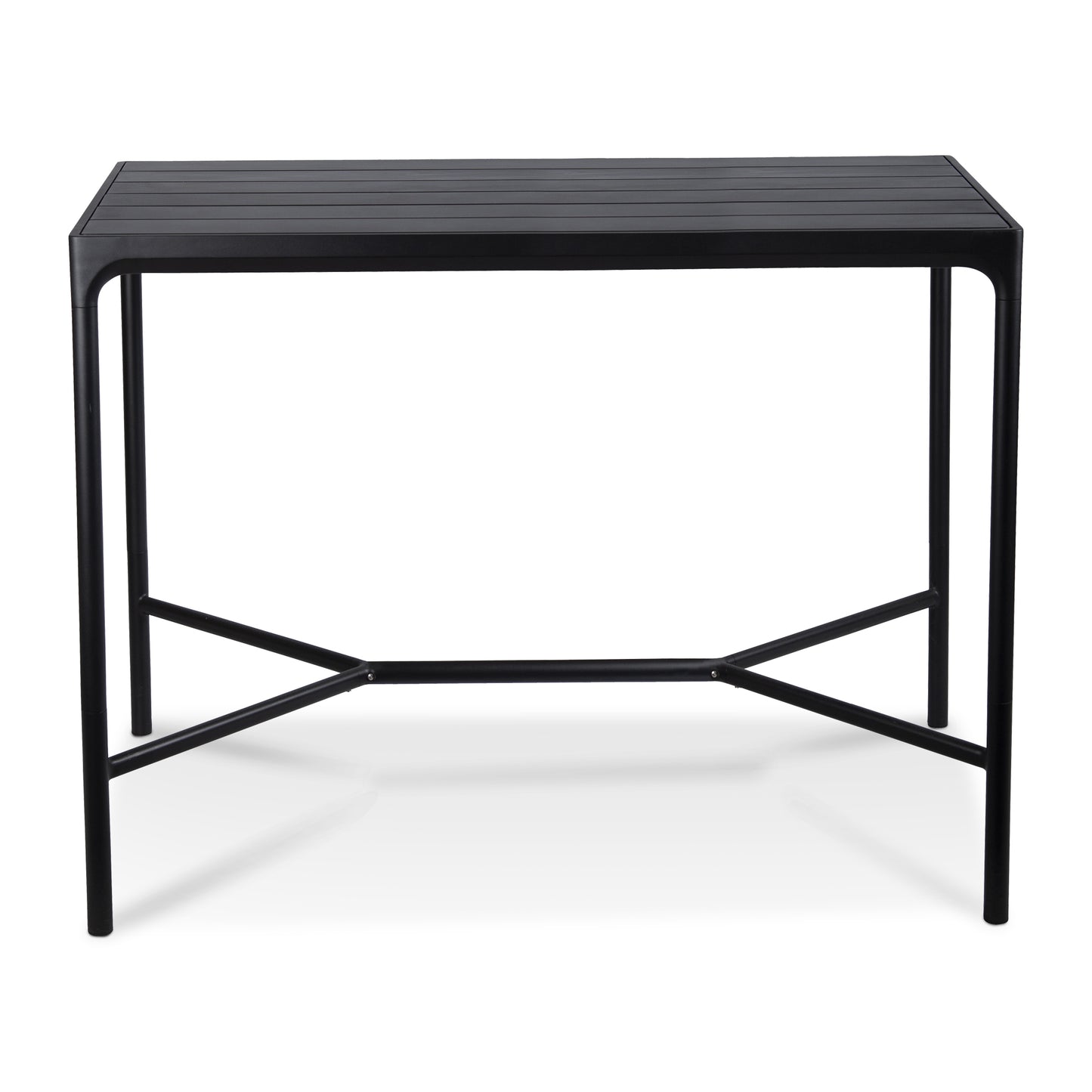 Black outdoor bar table.