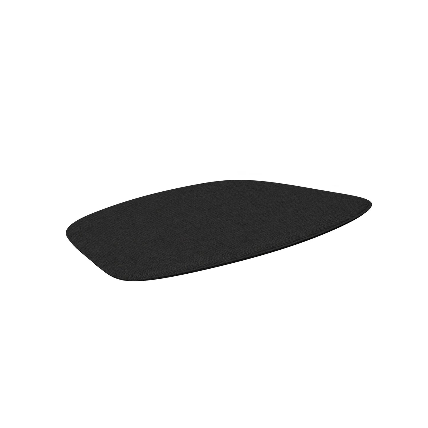 Black oval-shaped object on white background.