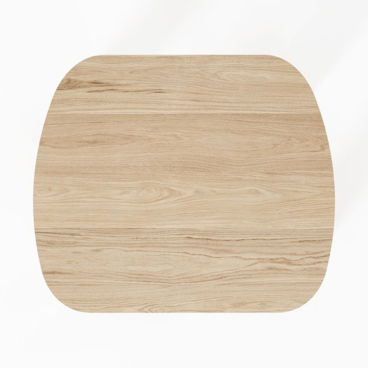 Wooden, rounded-rectangle table viewed from above.