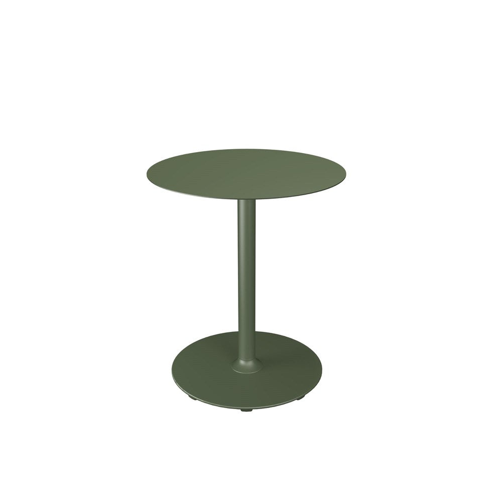 Green, round side table.
