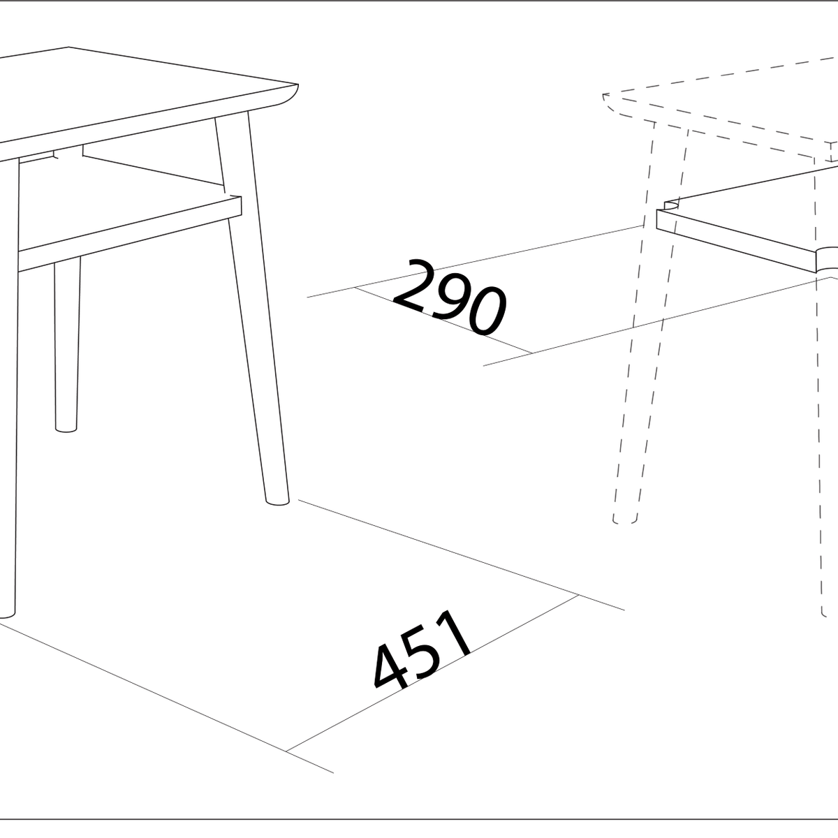 Side table schematic with dimensions, 4MP_KV0037.