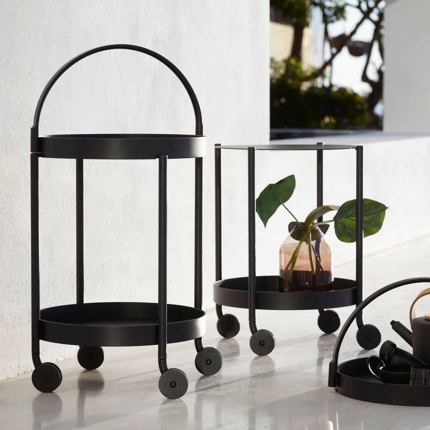 Black metal rolling side tables 5002AL_2