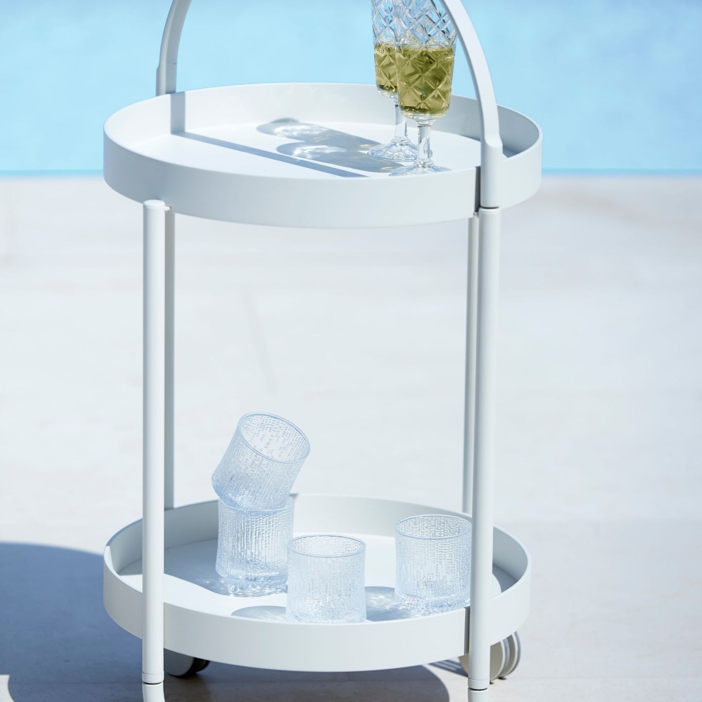 White serving cart 5002AW_4 with glassware