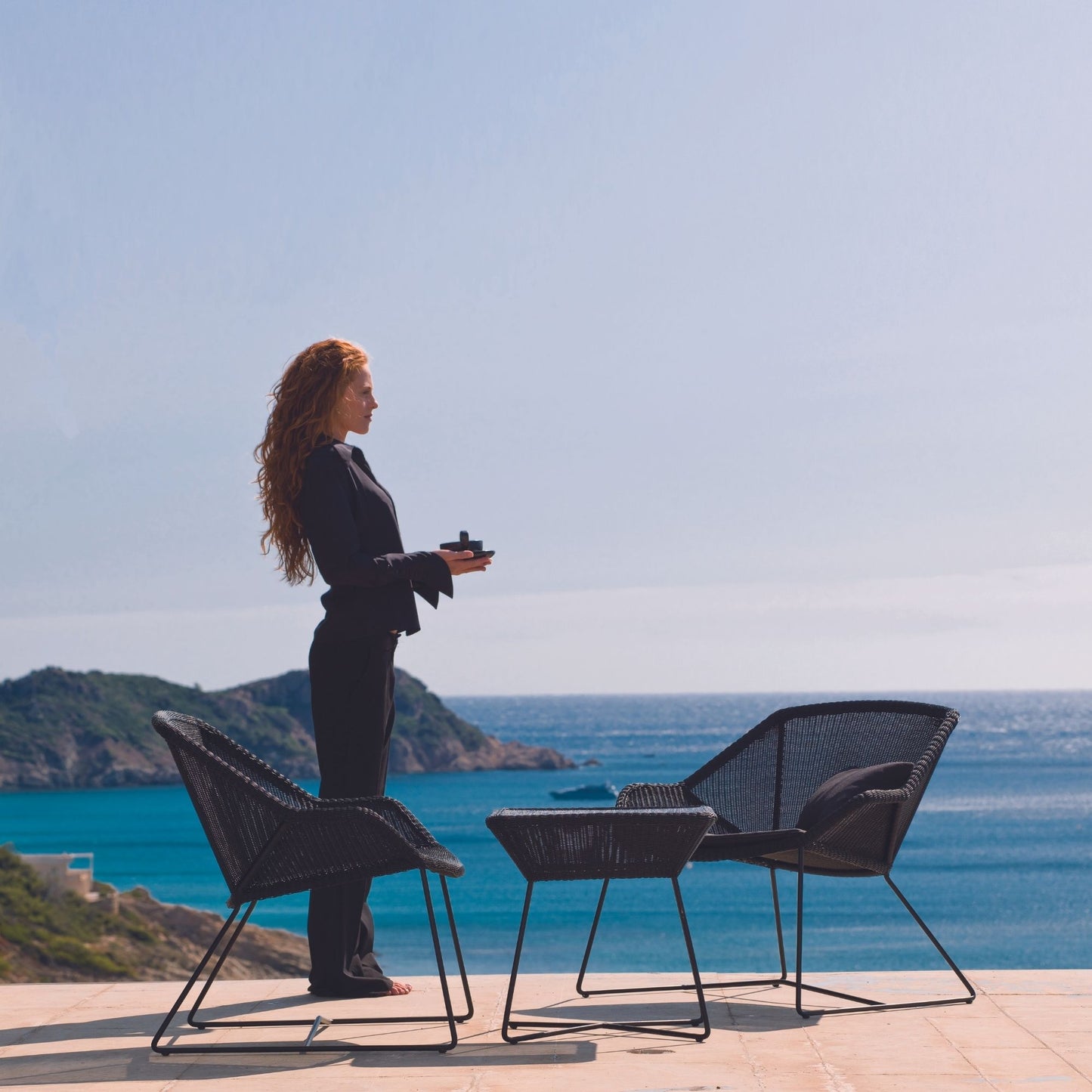 Outdoor seating set with woman & ocean view (5064LS_6)