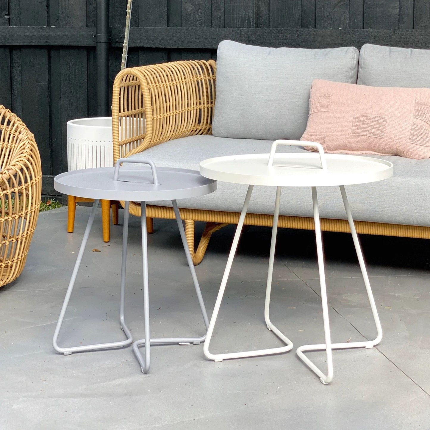 5066AW_4 - Outdoor side tables, gray & white, patio decor