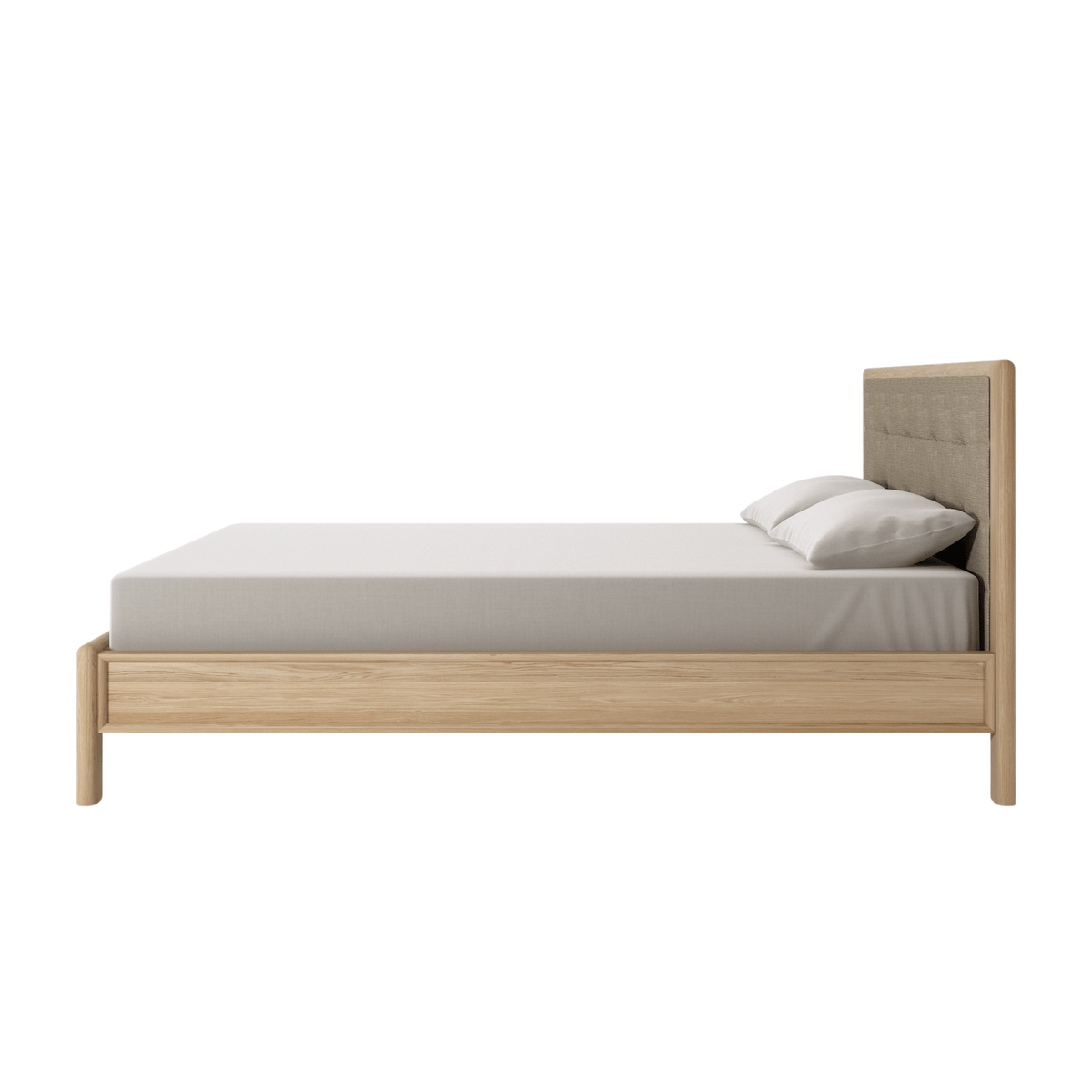 Wooden bed frame with upholstered headboard - 50_fdca5ae5