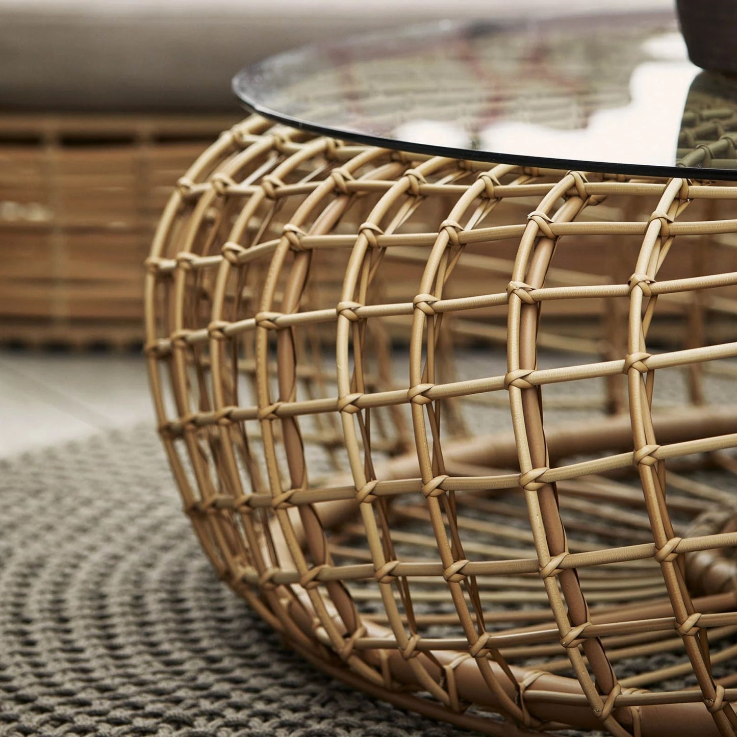 Rattan coffee table 57321U_3 with glass top