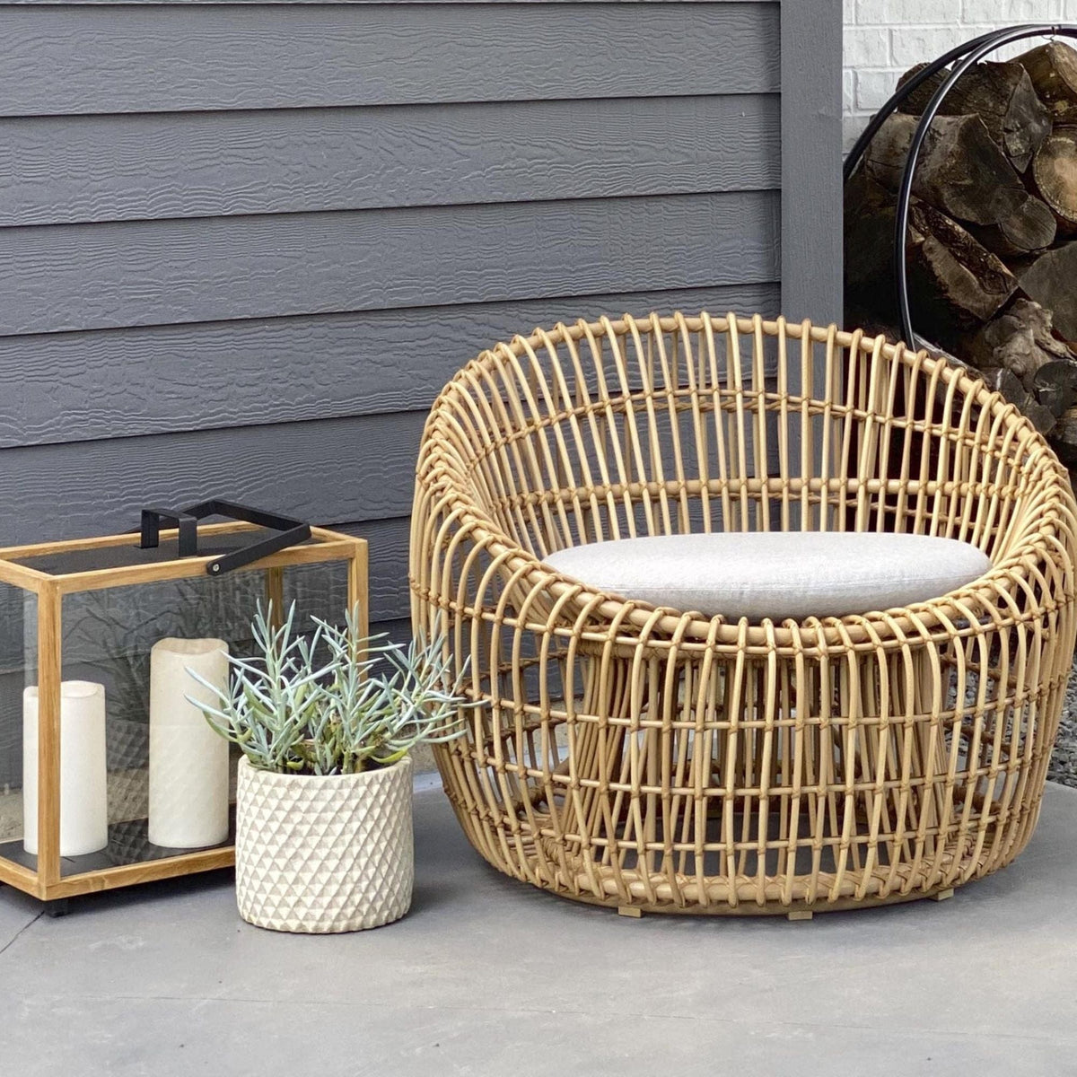 Outdoor rattan chair with cushion - 57422USL_10