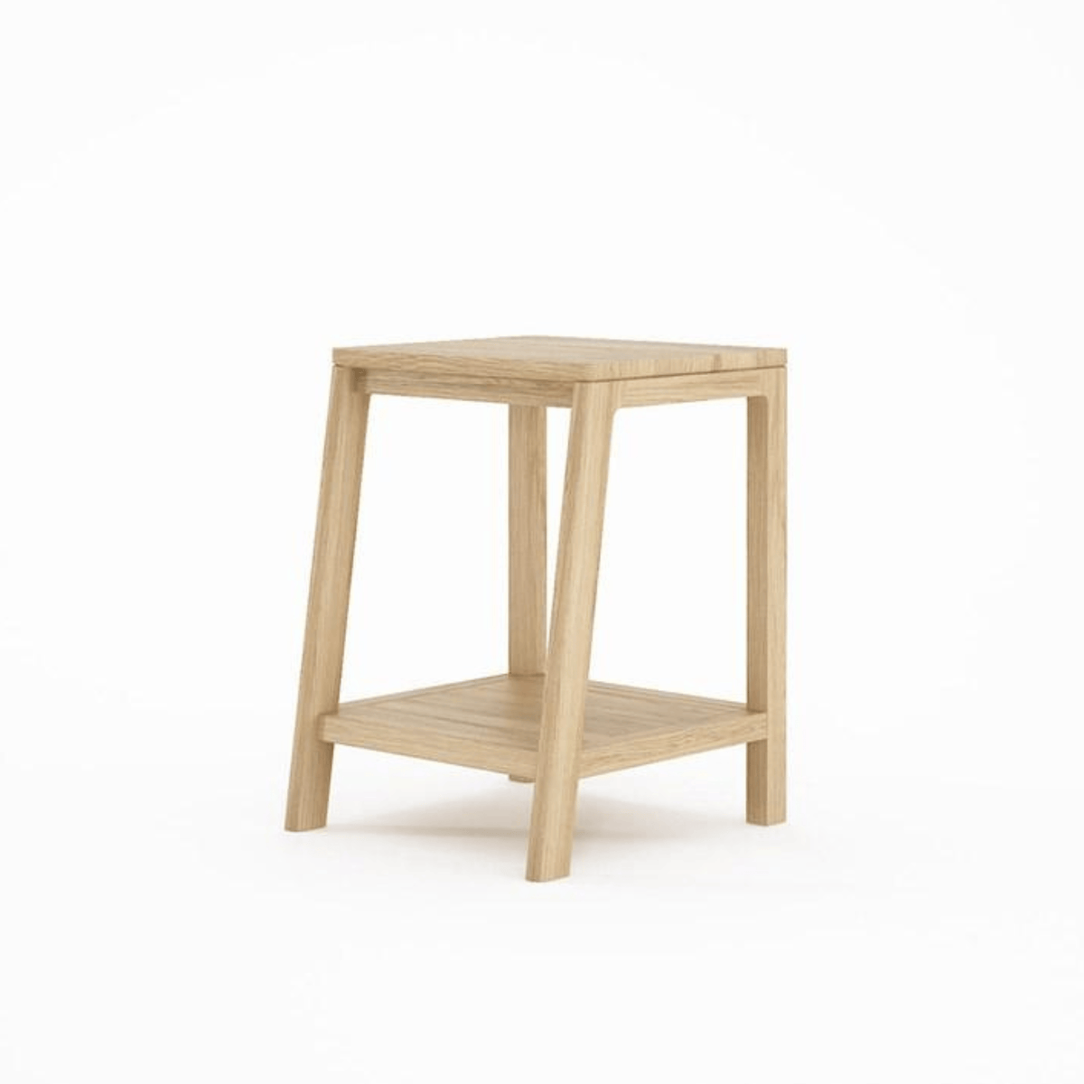 Wooden side table with shelf.