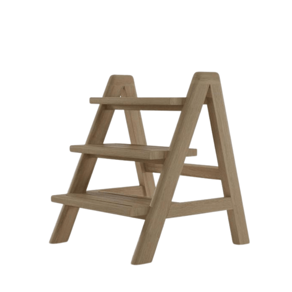 Wooden three-step display stand.