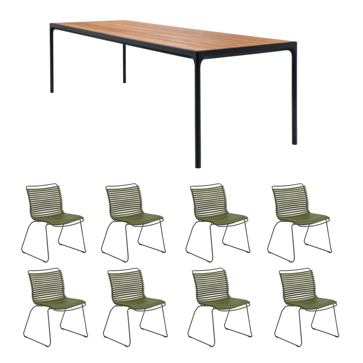 8-Seater Olive Green Outdoor Dining Set