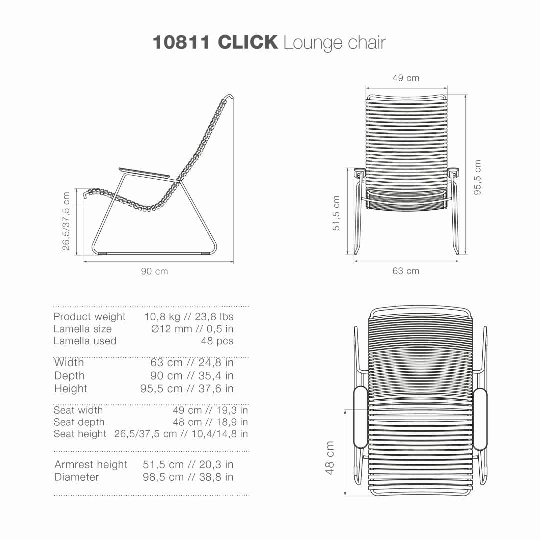 CLICK Lounge chair dimensions and specifications