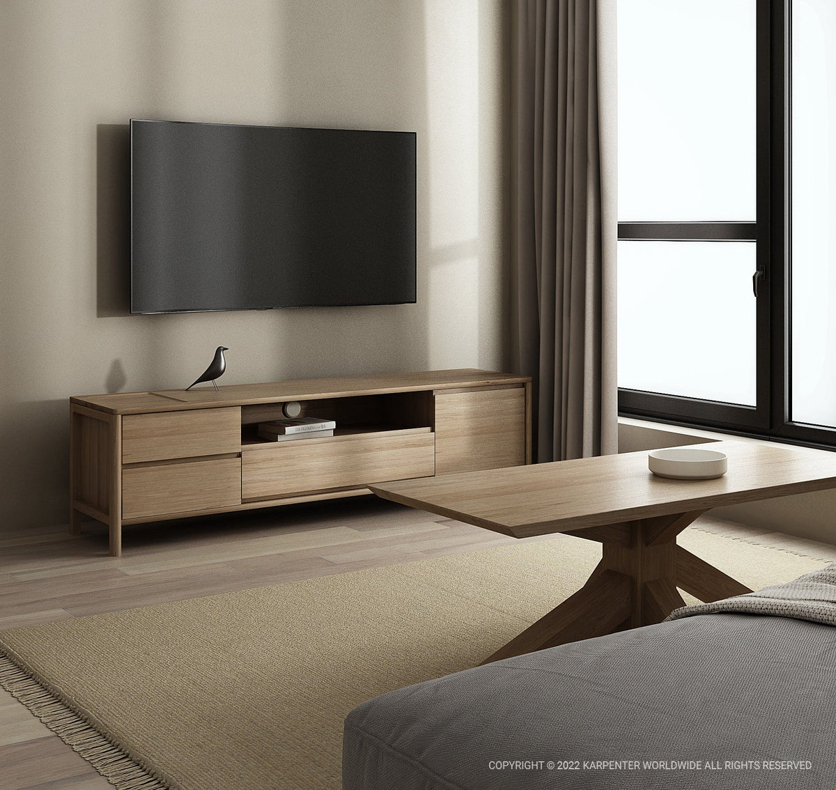 Circa 17 TV cabinet and K I table in modern living room