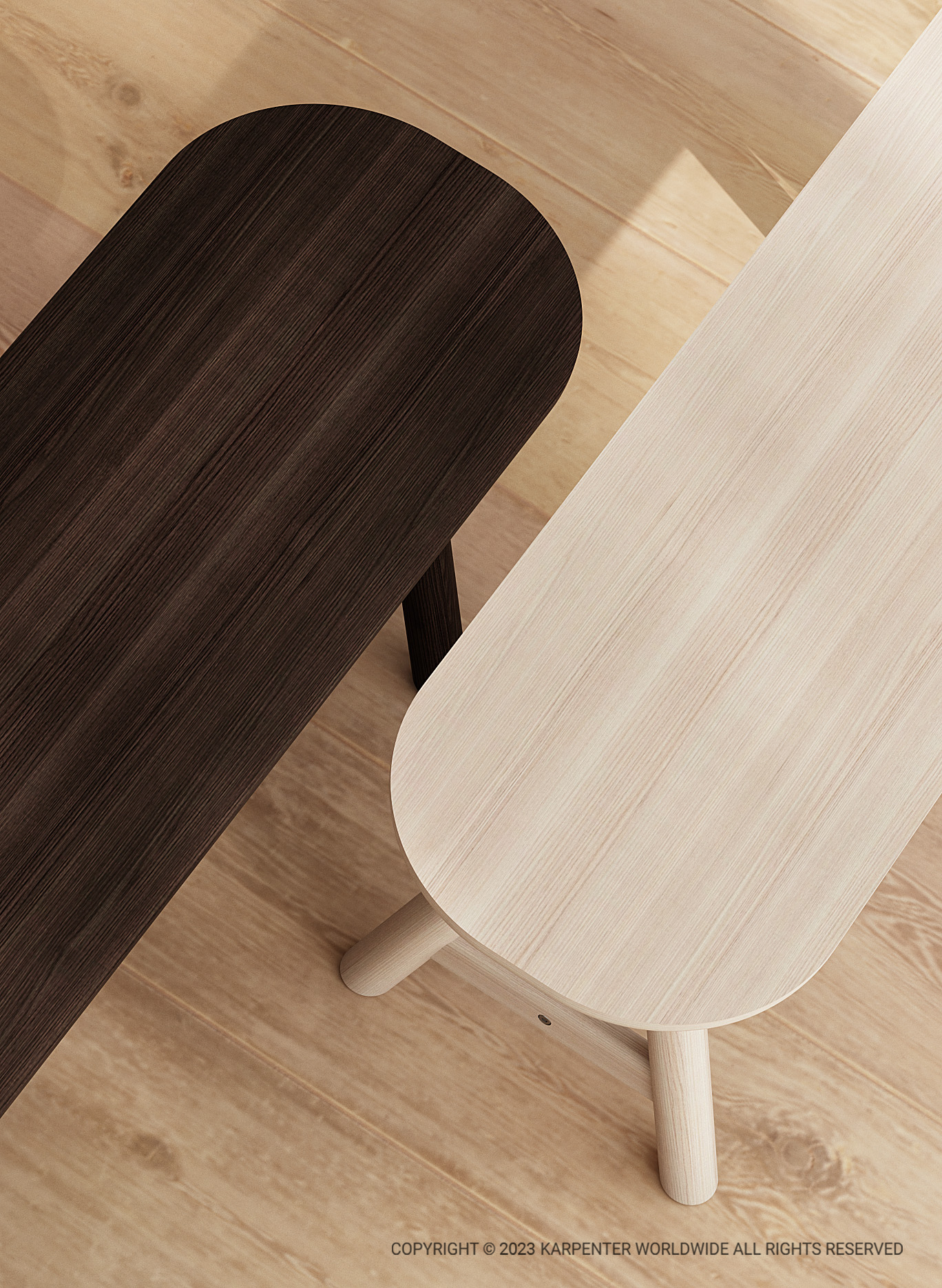 Curbus Bench - Two-tone wooden bench design