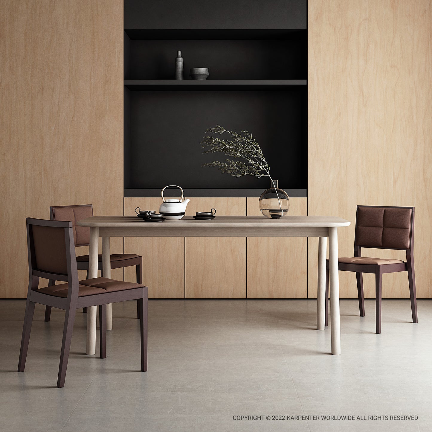 Curbus dining table with chairs in modern interior
