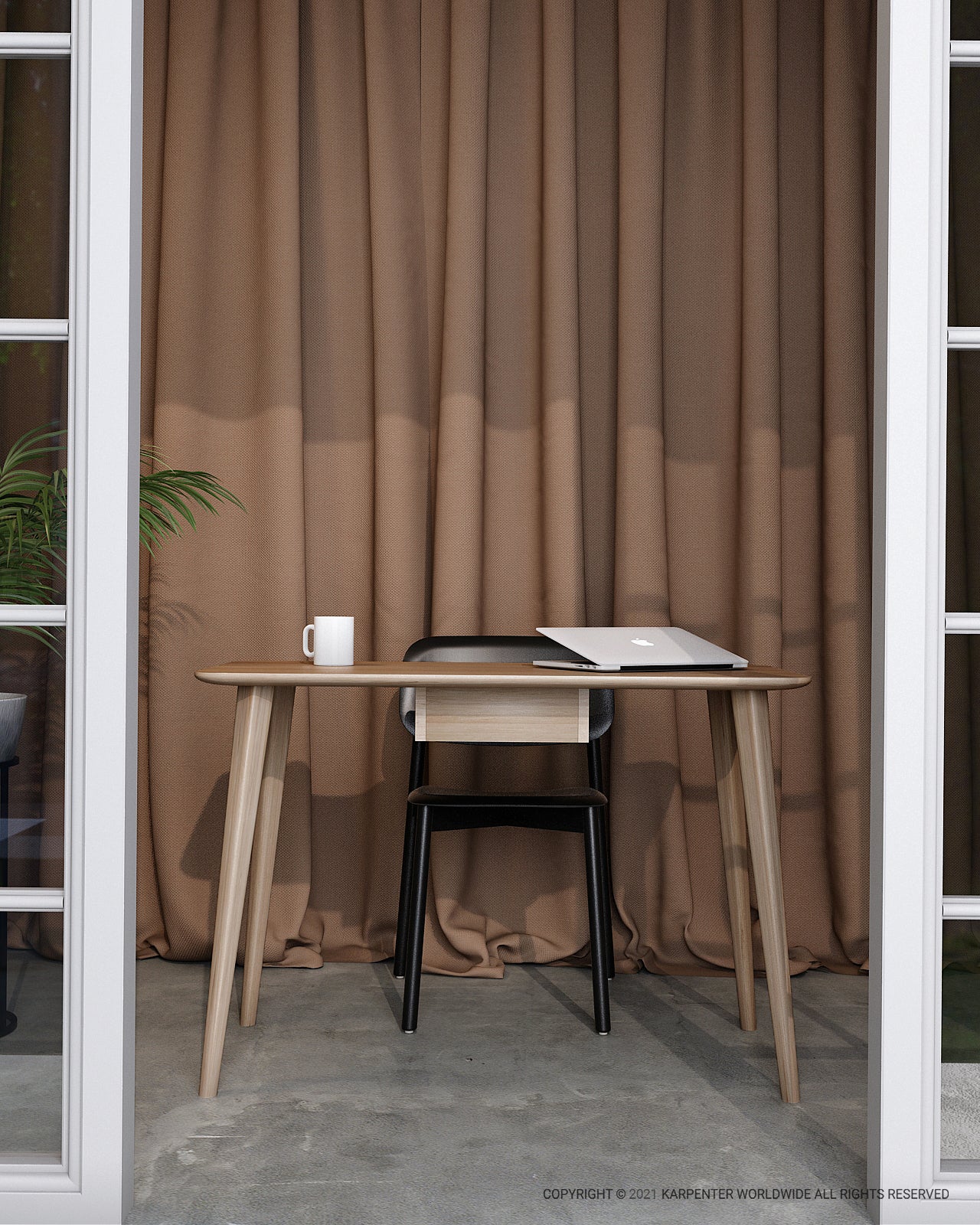 DOMANIDesk16112021 - Modern desk with laptop and coffee cup