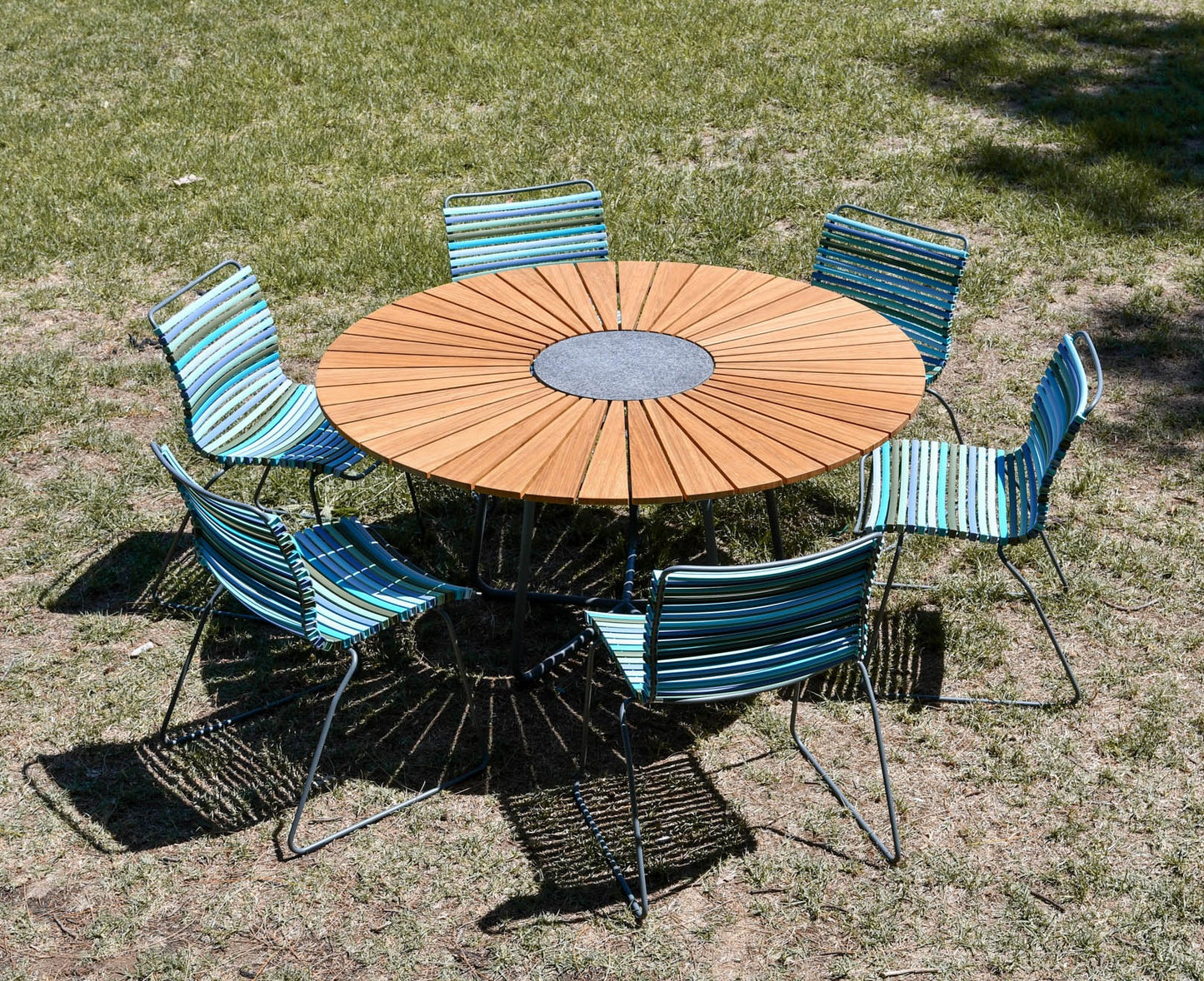 Outdoor dining set on grass