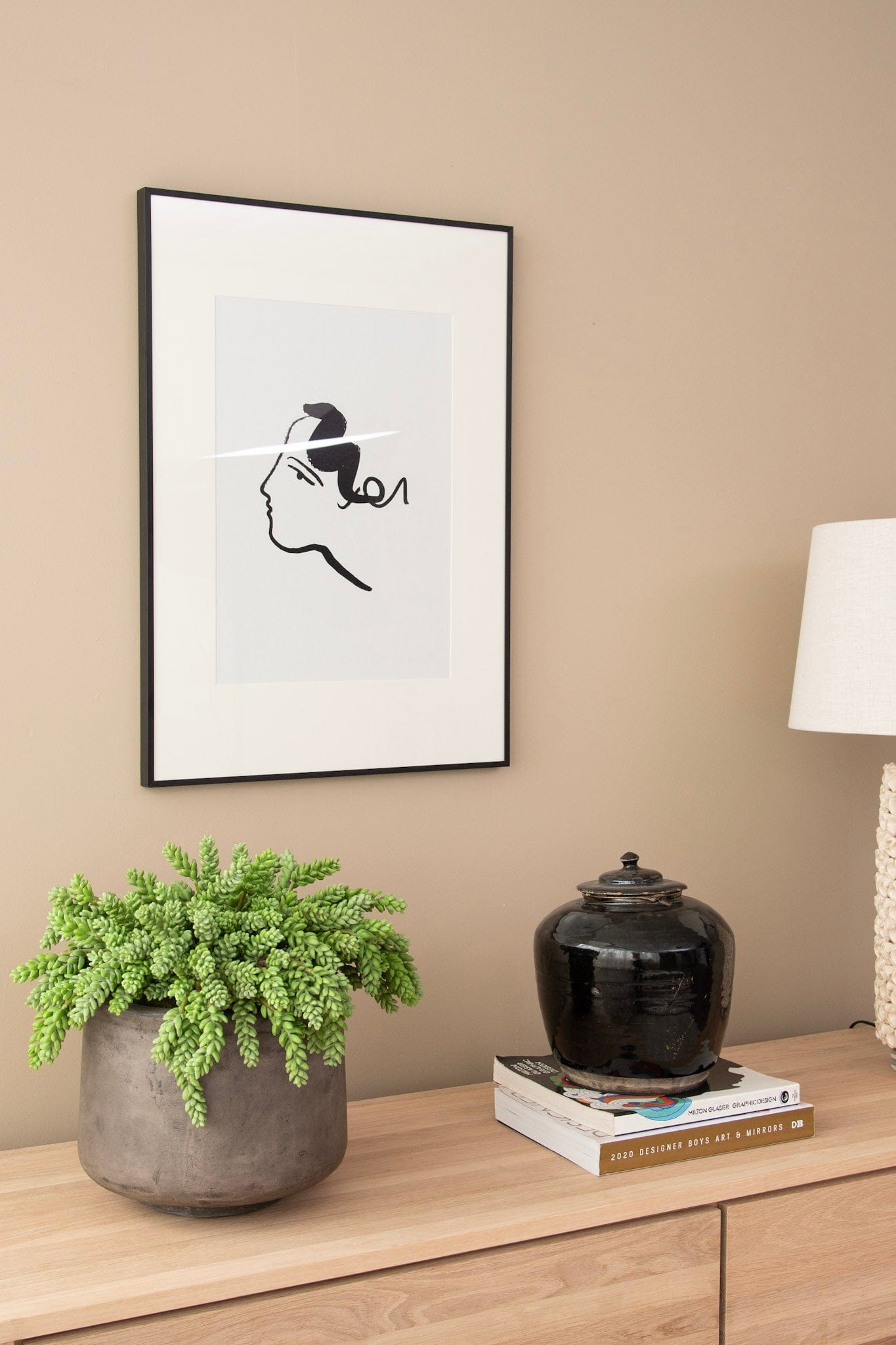 Modern art print DSC_2745, beside decorative plant and lamp