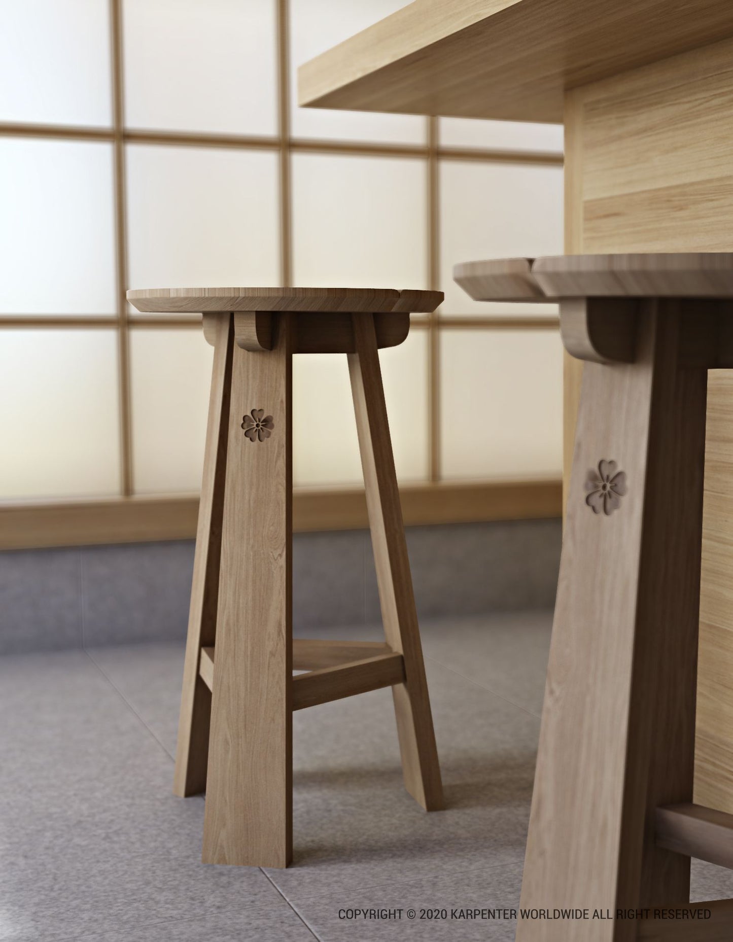 EAST Round Counter Stool - wooden design