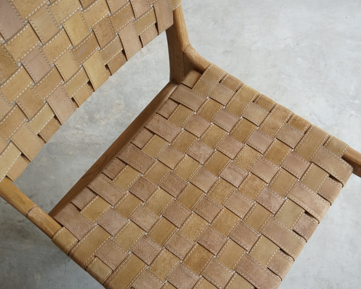 Woven leather chair seat