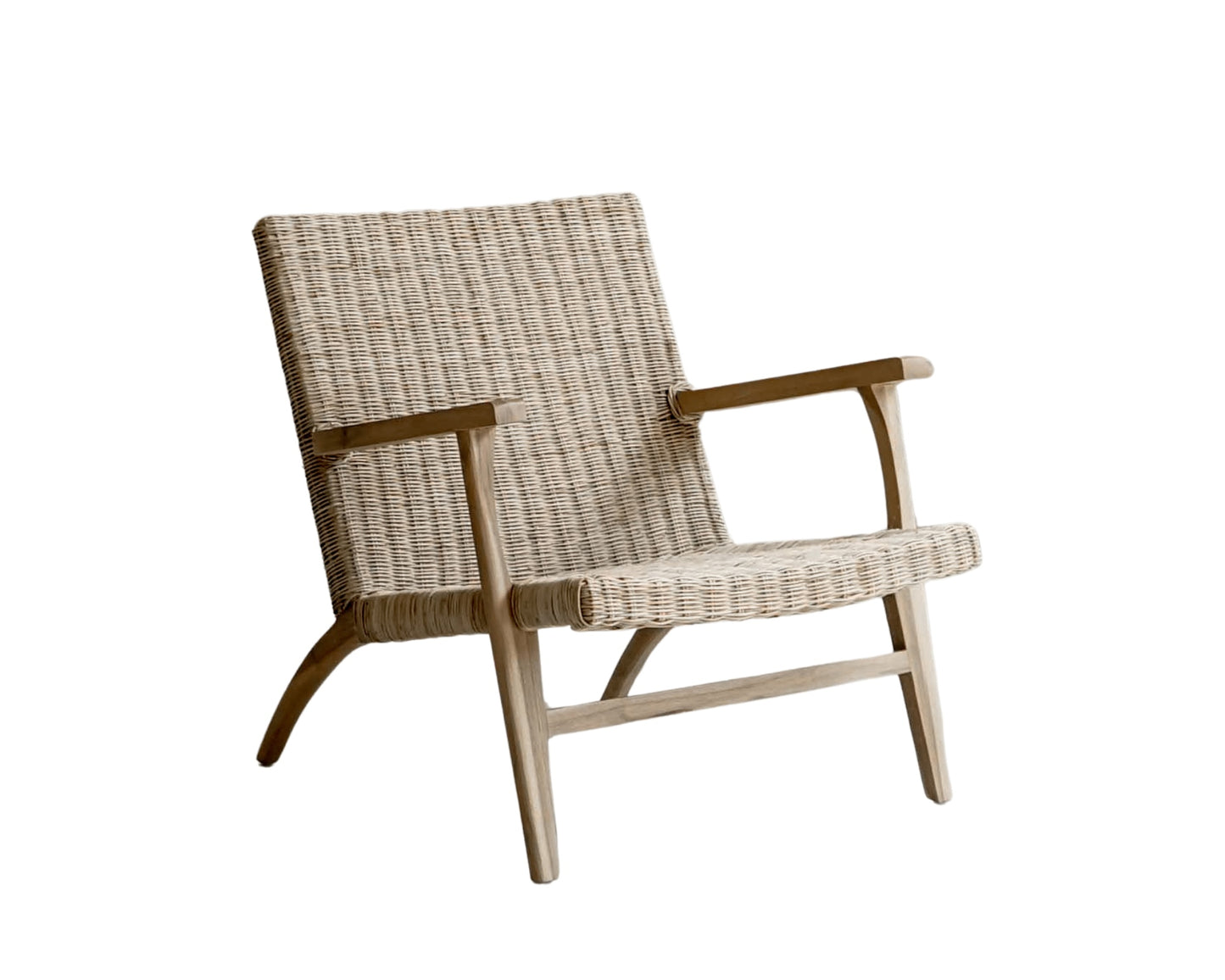 Wicker armchair, ELE106, light wood frame