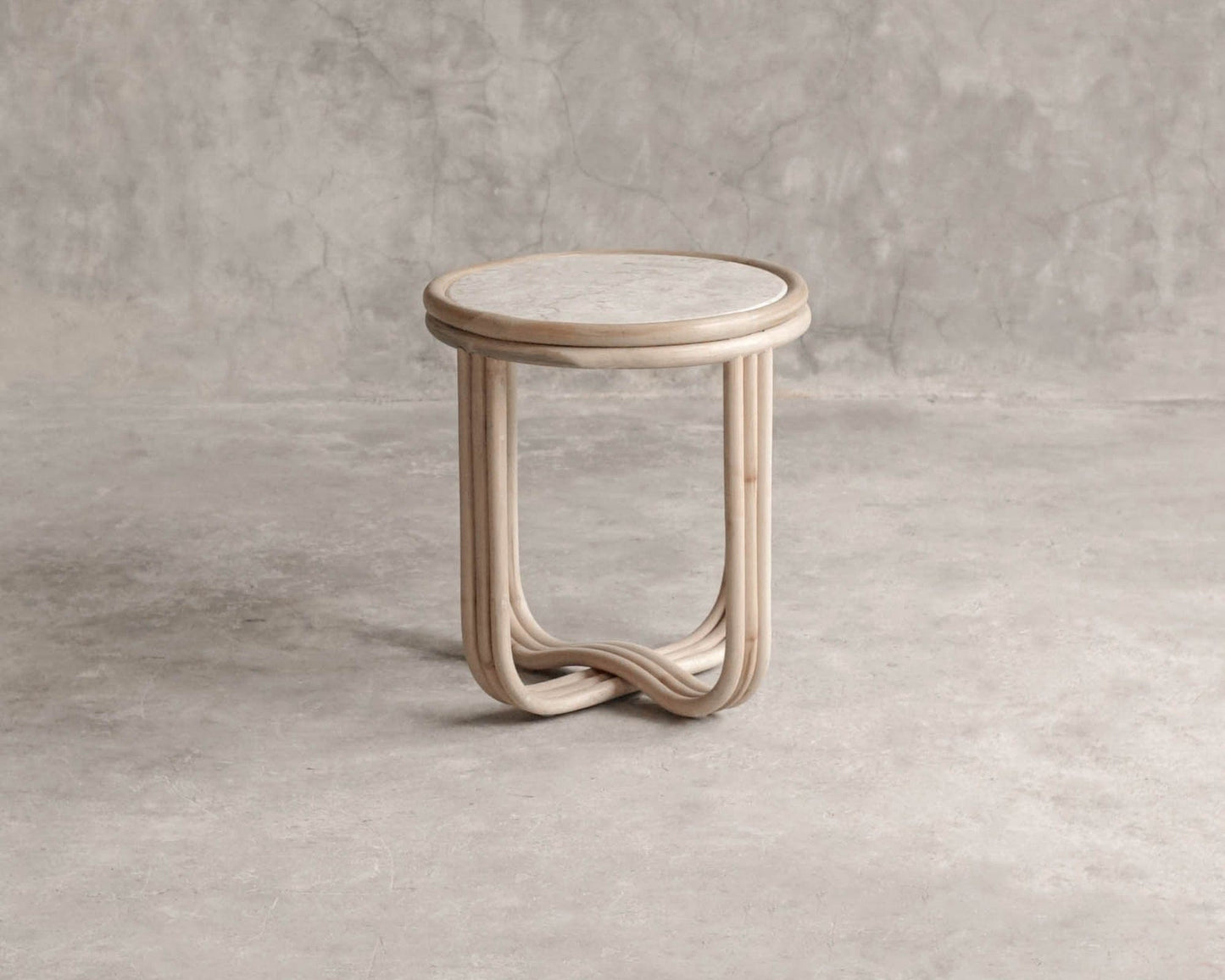 ELE114_2 Rattan Side Table with Stone Top