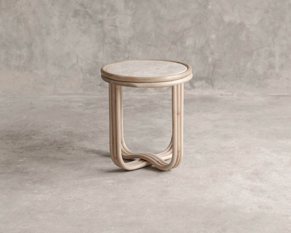 ELE114_2 Rattan Side Table with Stone Top