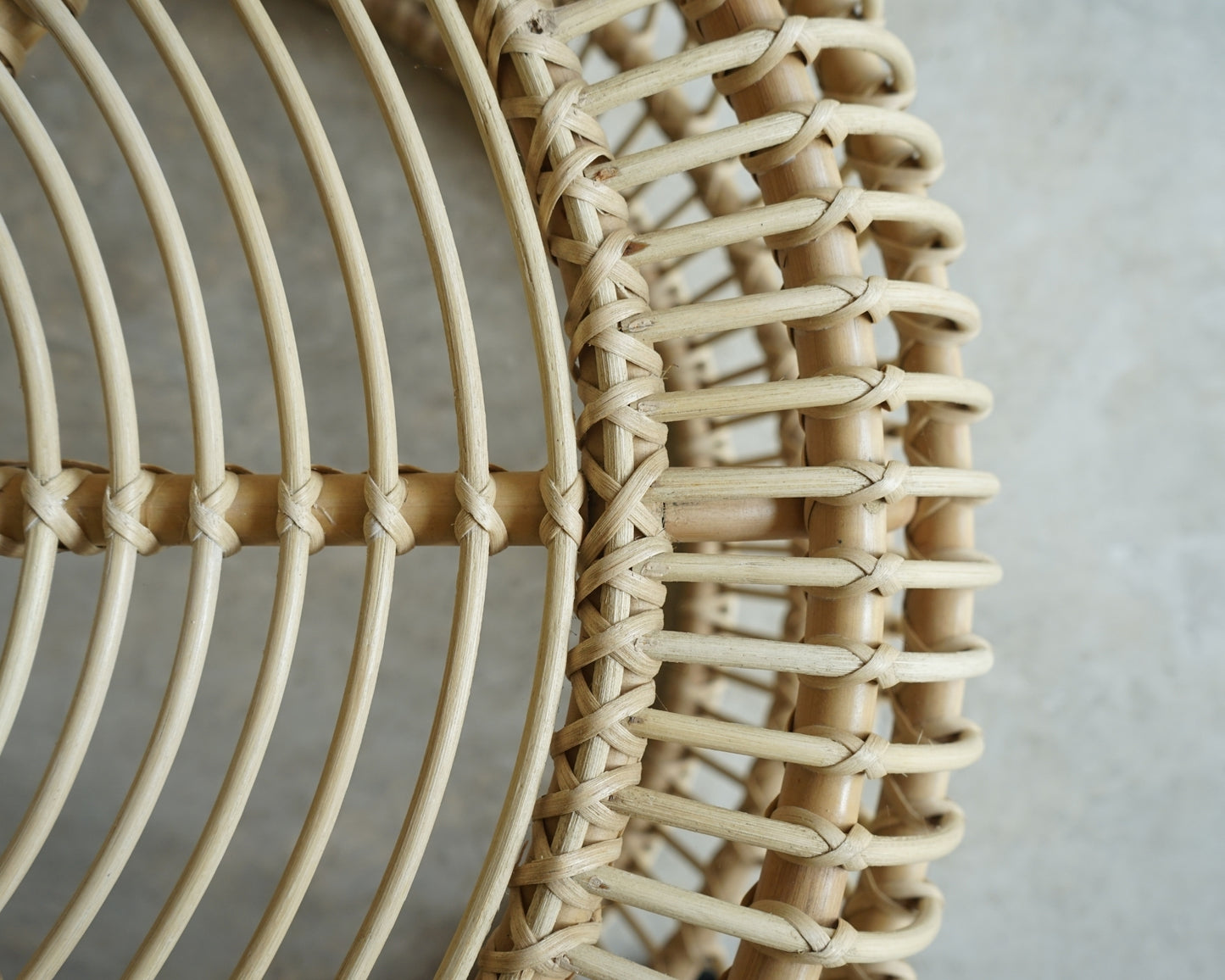 Close-up of woven rattan furniture detail