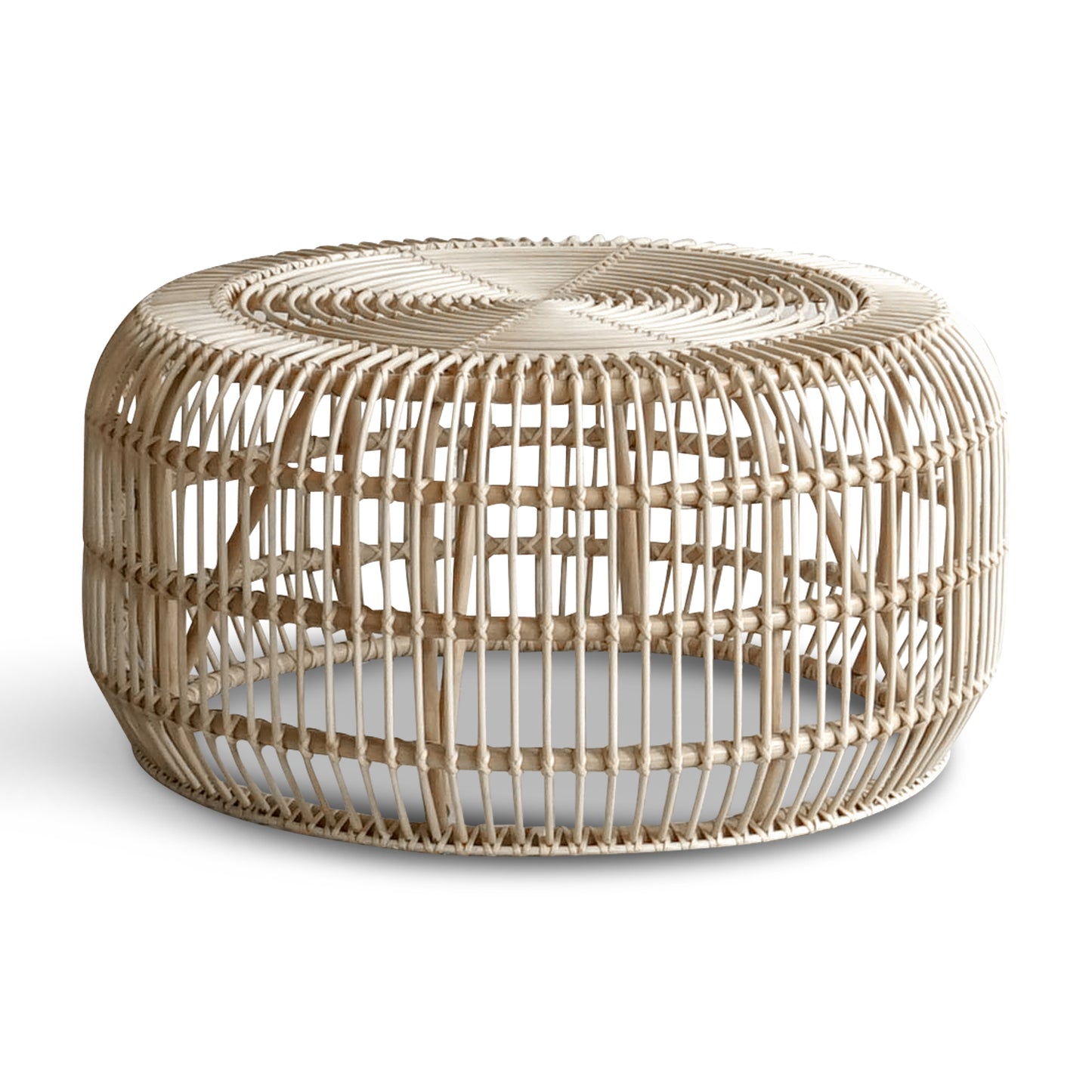Round rattan coffee table