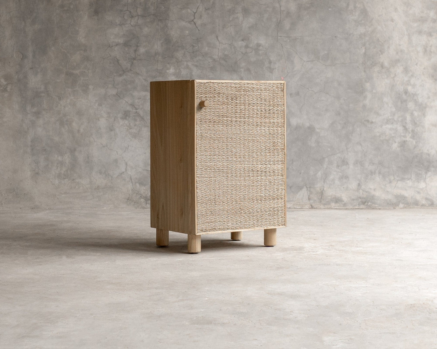 ELE119_3 woven cabinet with wooden legs