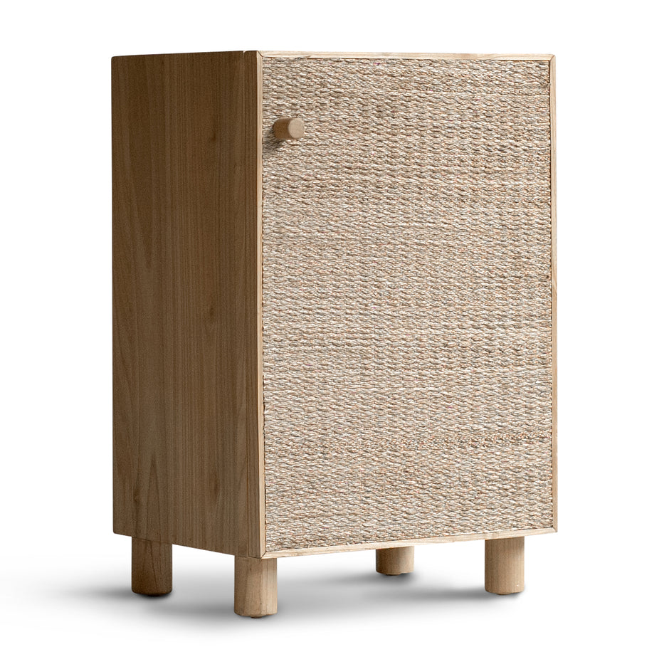 Wooden cabinet with woven door