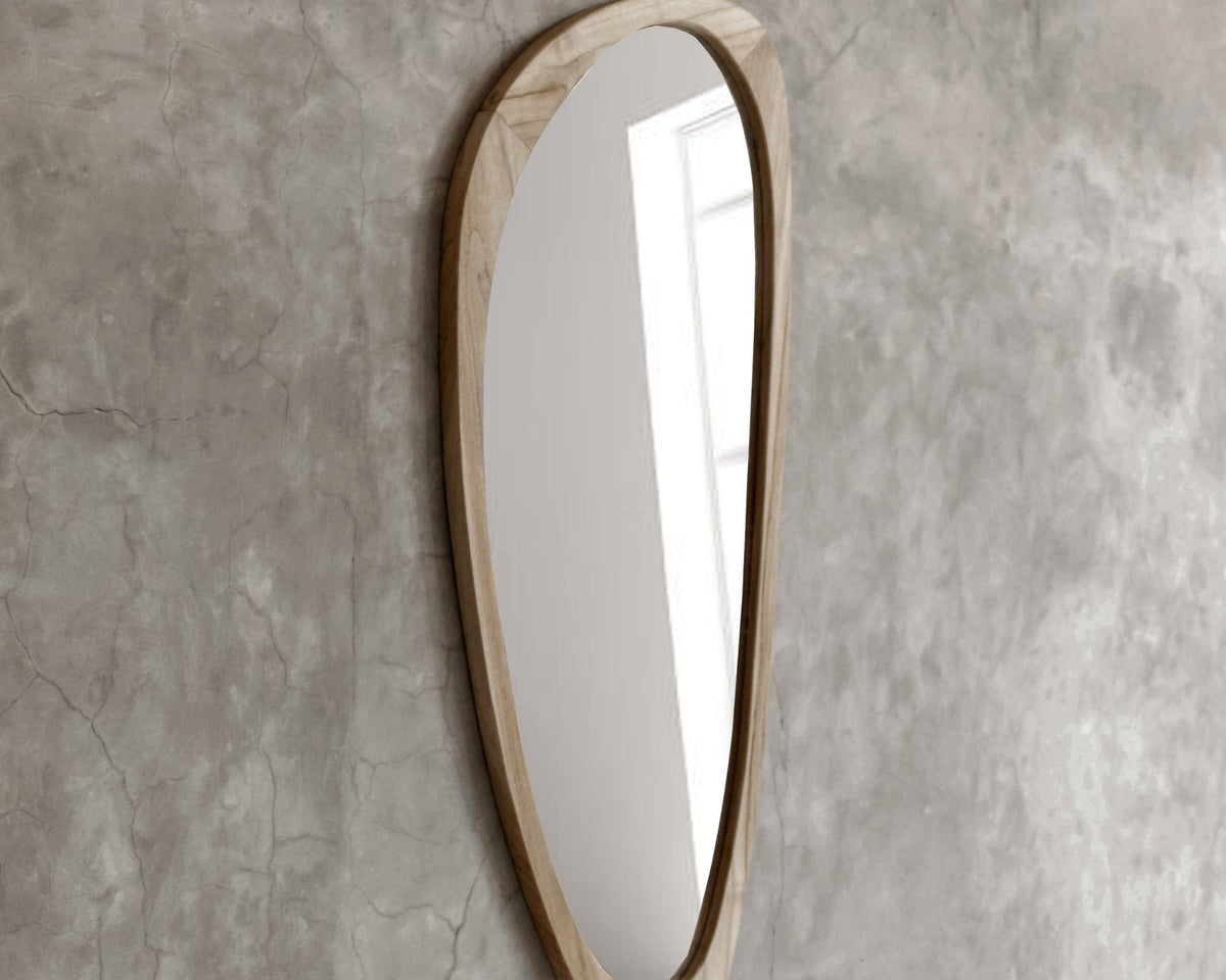 ELE122 Mirror with wood frame on concrete wall