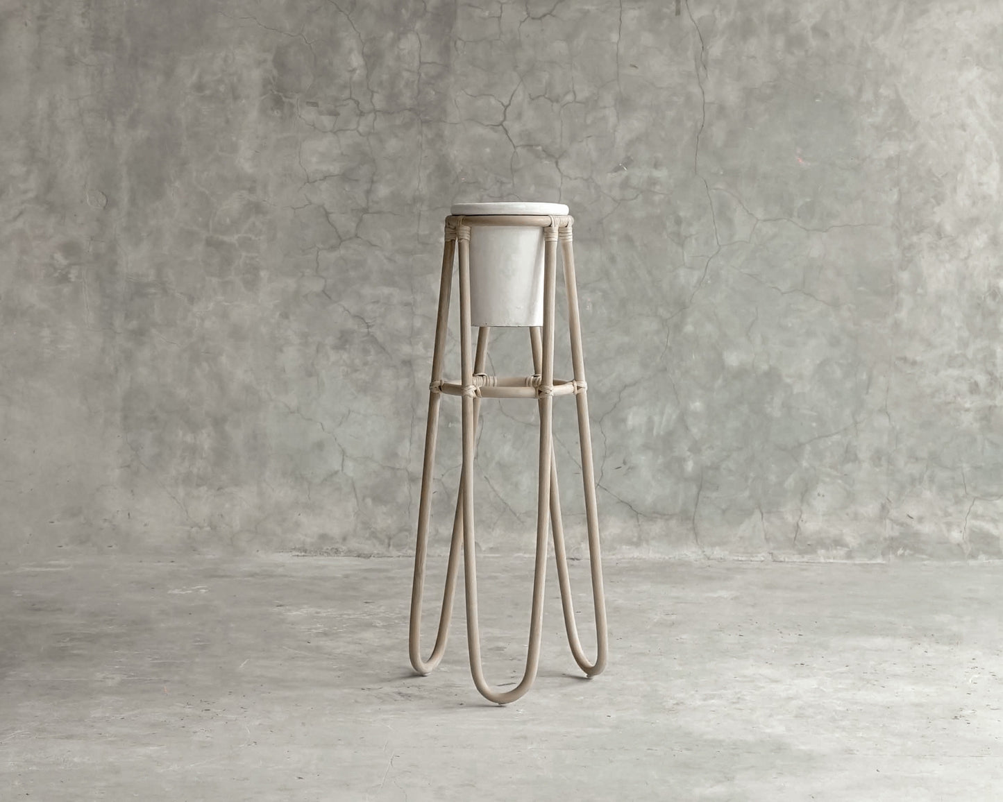 Modern planter stand with white pot