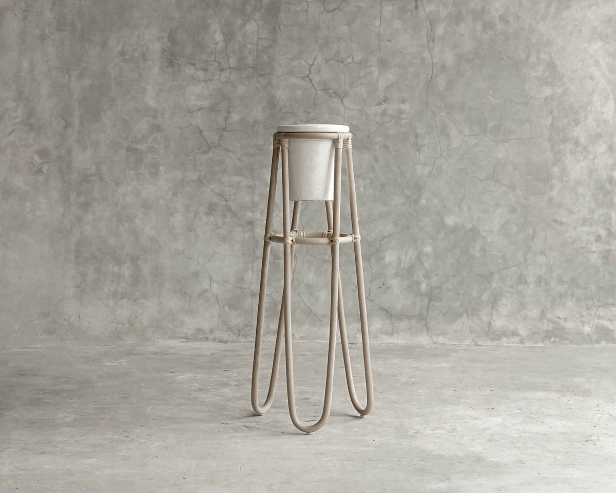 Modern planter stand with white pot
