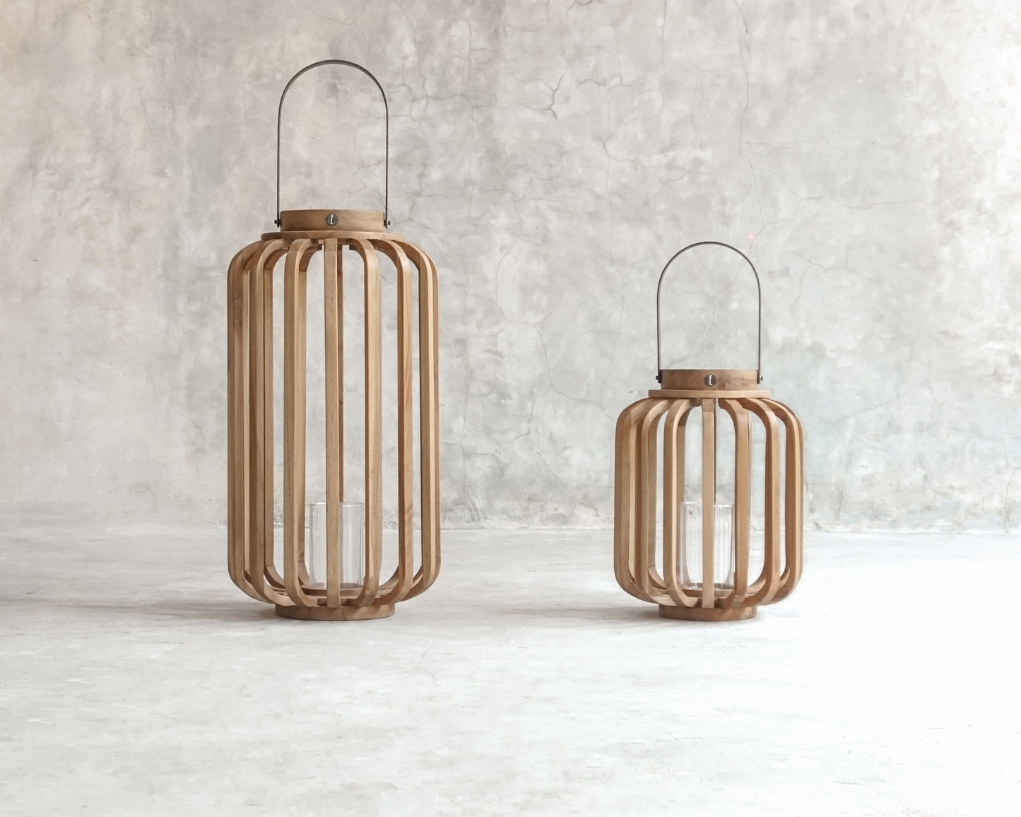 ELE131_3 Wooden Lanterns - Set of 2
