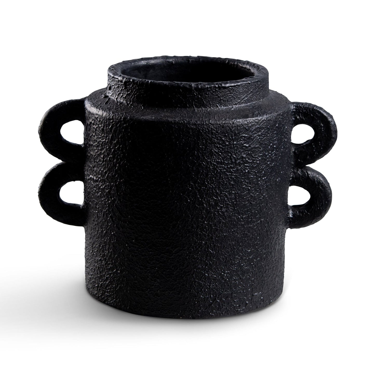 Black textured vase with handles - ELE133__1
