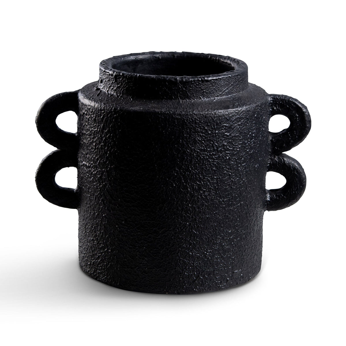 Black textured vase with handles - ELE133__1