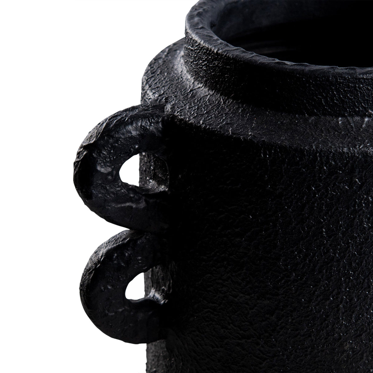 ELE133 black textured vase with handles