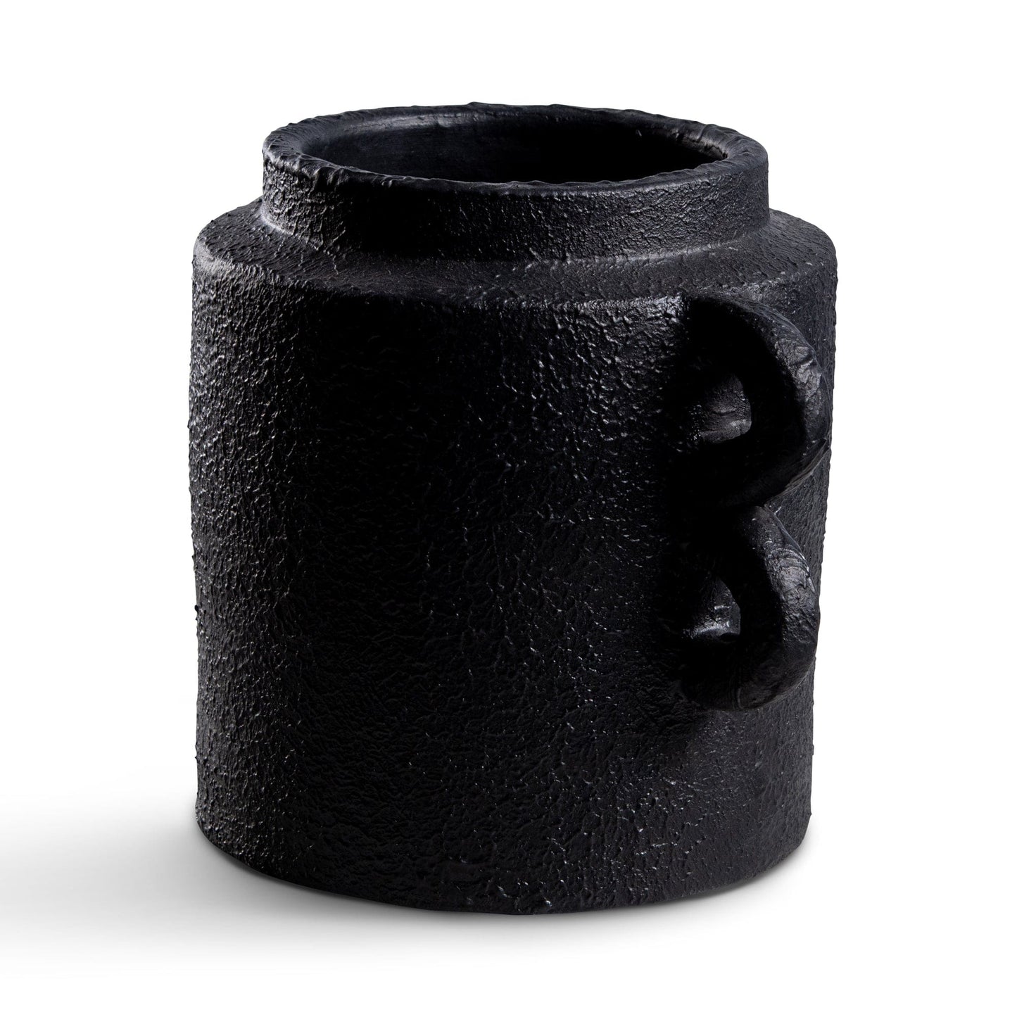 Black textured vase with handle (ELE133)