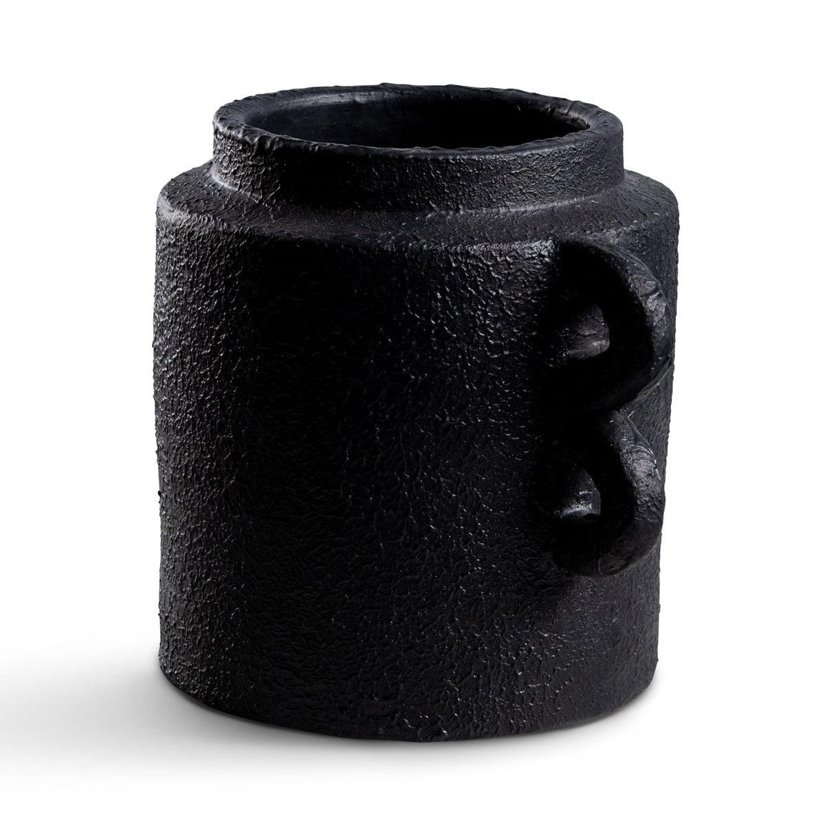 Black textured vase with handle (ELE133)