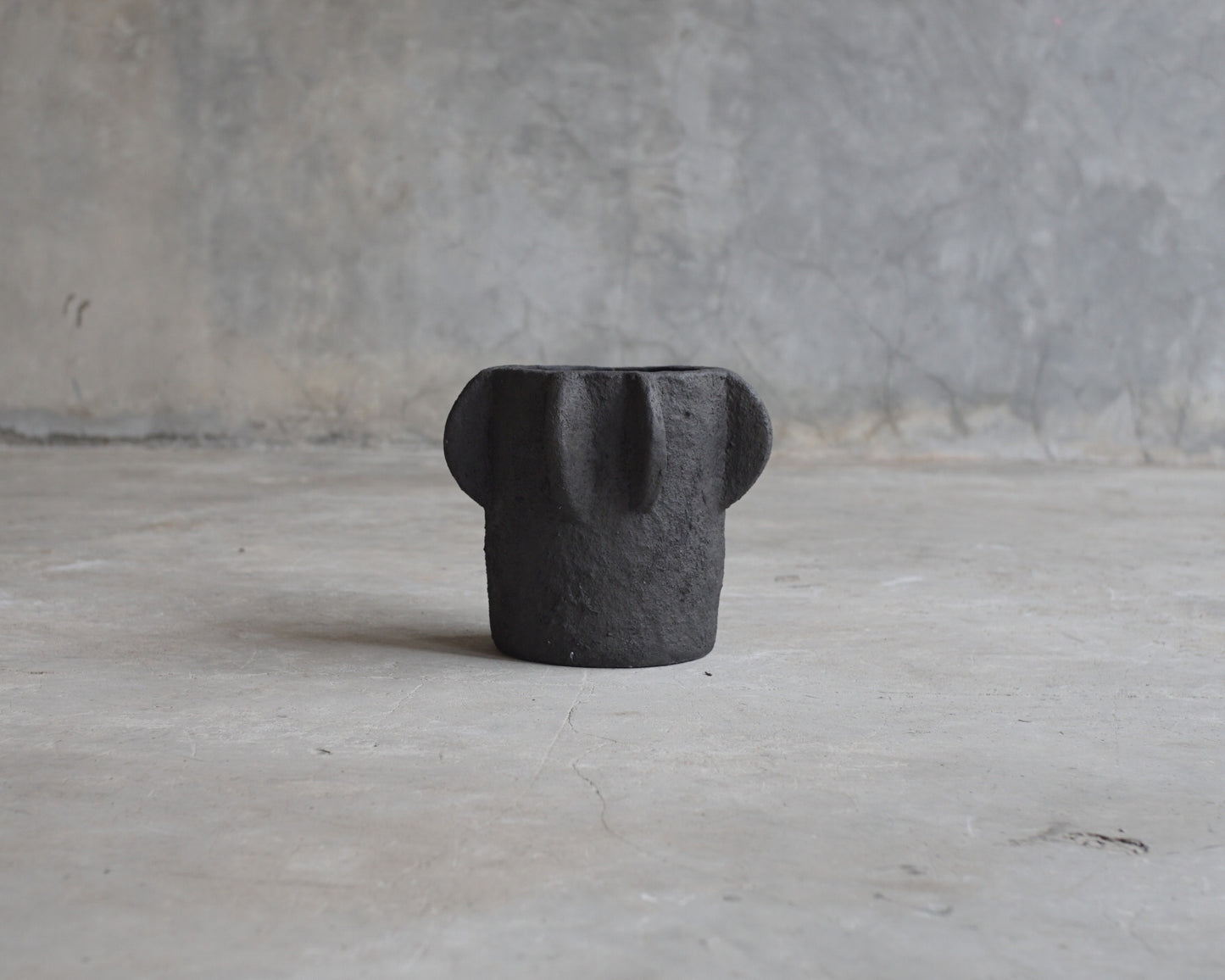 ELE134_2 Black textured pot on concrete