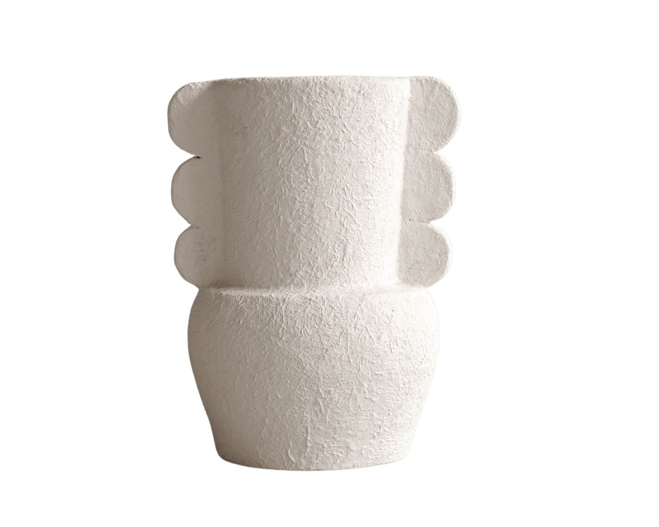 ELE136_1_1 white textured vase