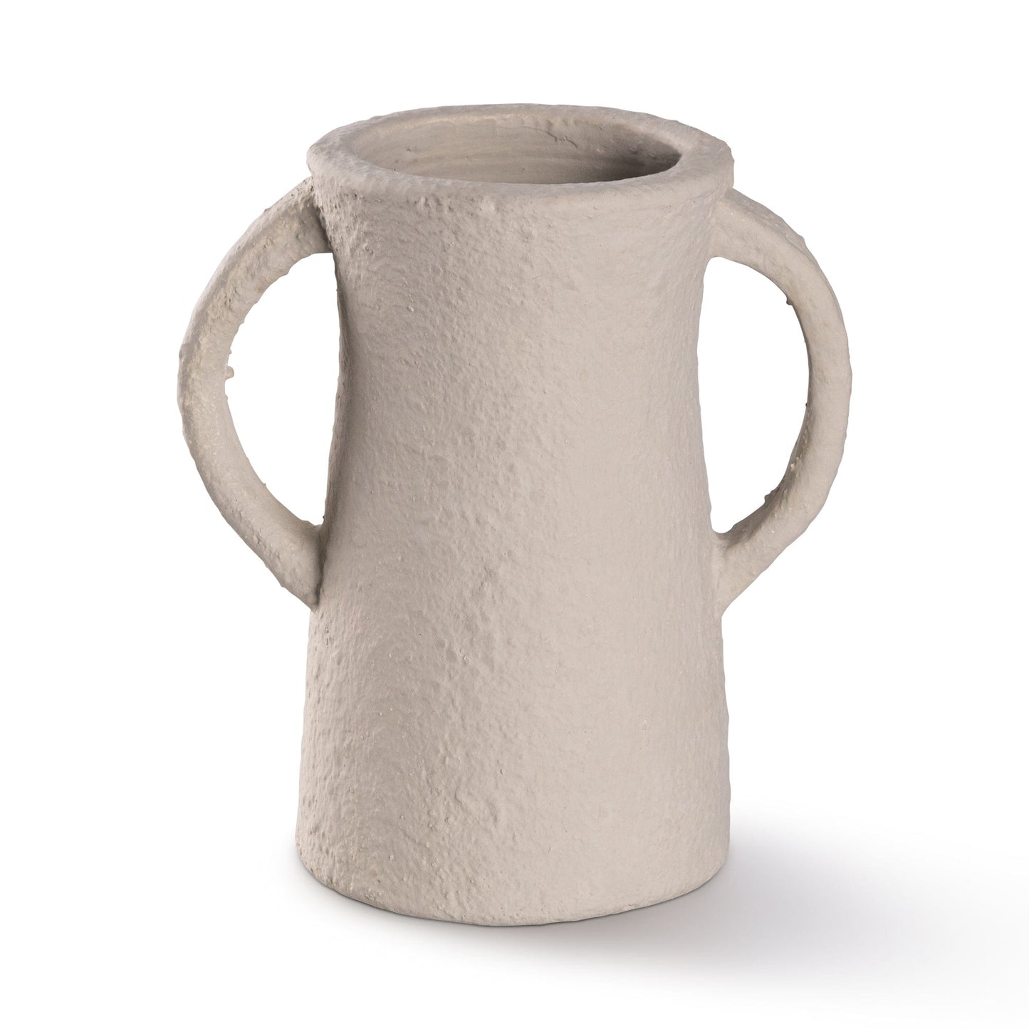 Beige textured vase with handles
