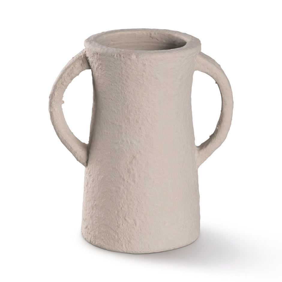Beige textured vase with handles