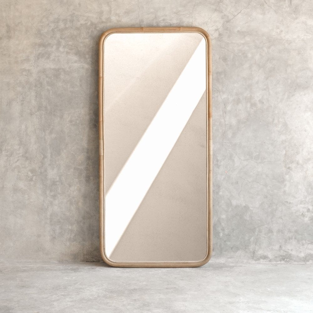 Rectangular mirror with wooden frame