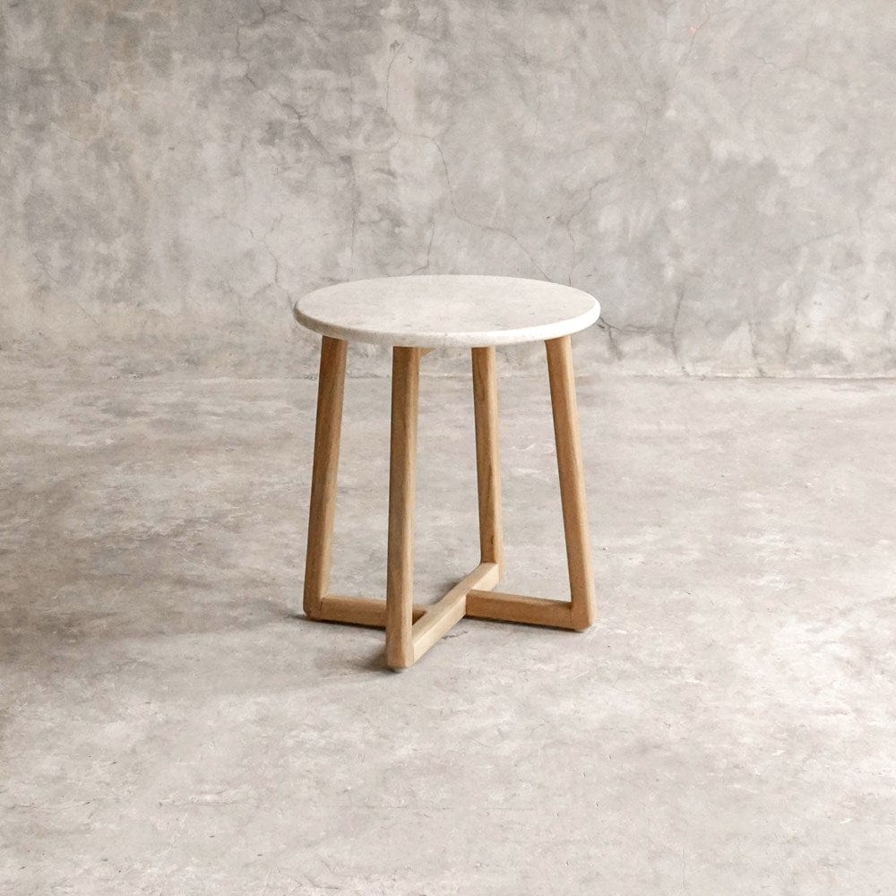 ELE145-1 round side table with wood legs